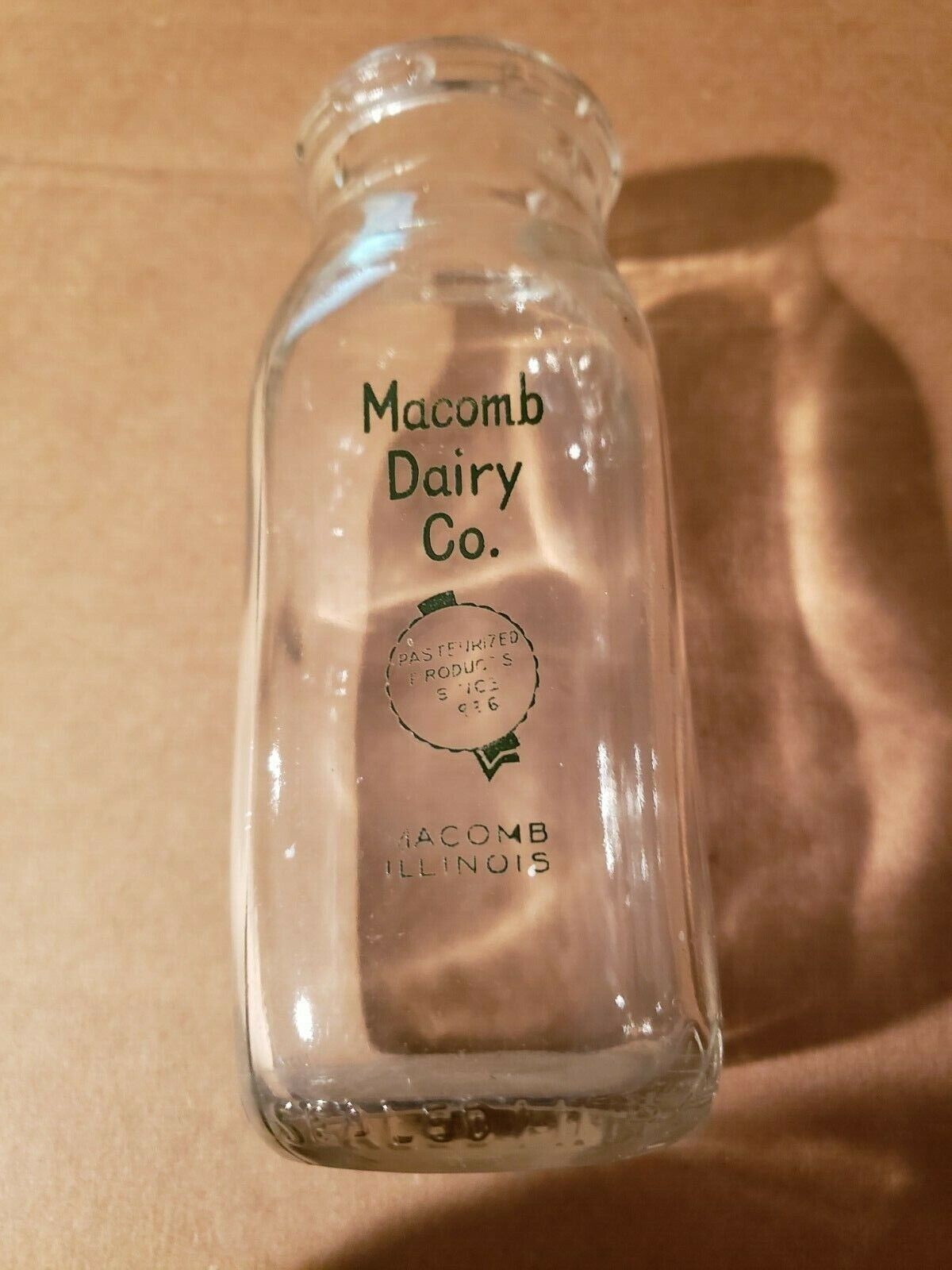 Macomb Dairy Co Macomb Illinois Glass Milk Jug 5 Inches Tall