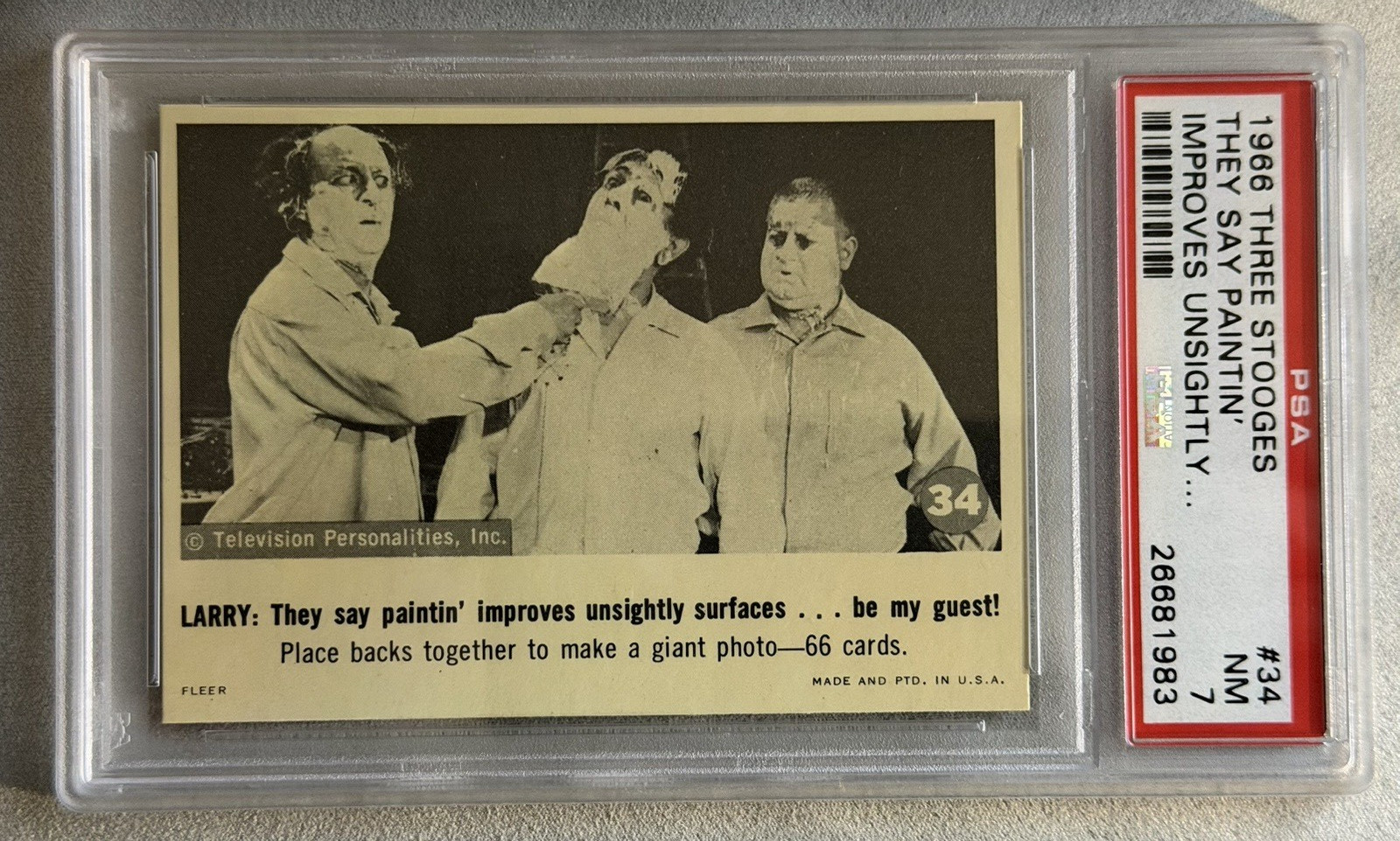 1966 Fleer Three Stooges #34 “They Say Paintin Improves” PSA 7 NM