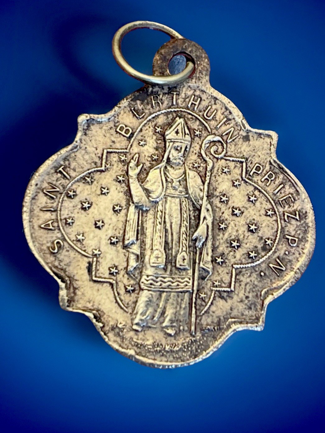 Antique Catholic 1898 Saint Berthuin Religious Medal Antique Catholic 1898 Saint Berthuin Religious Medal