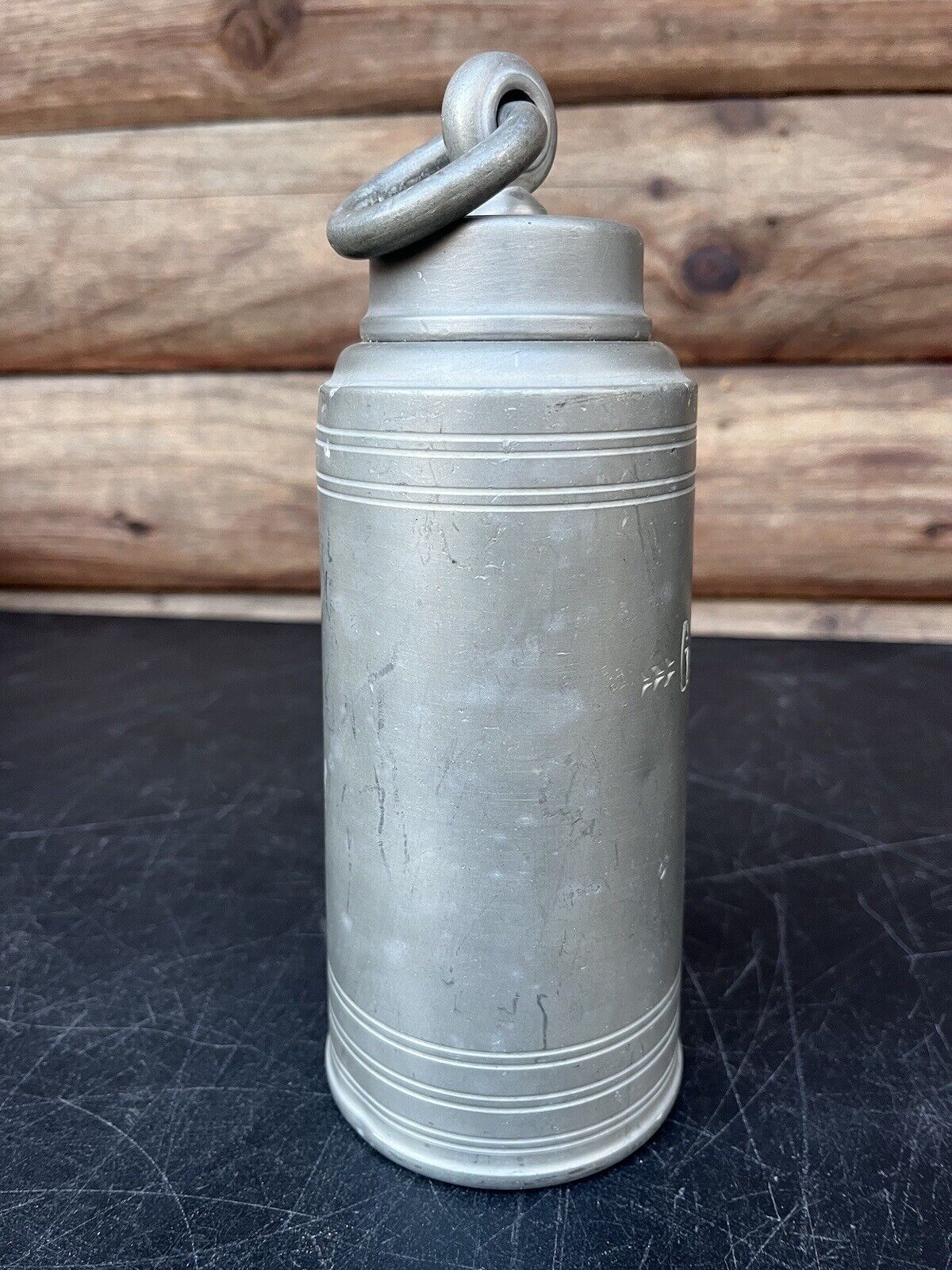 Antique VTG Marked 1830 Angel Pewter Flask Canteen Flagon German Dutch 18th Cent