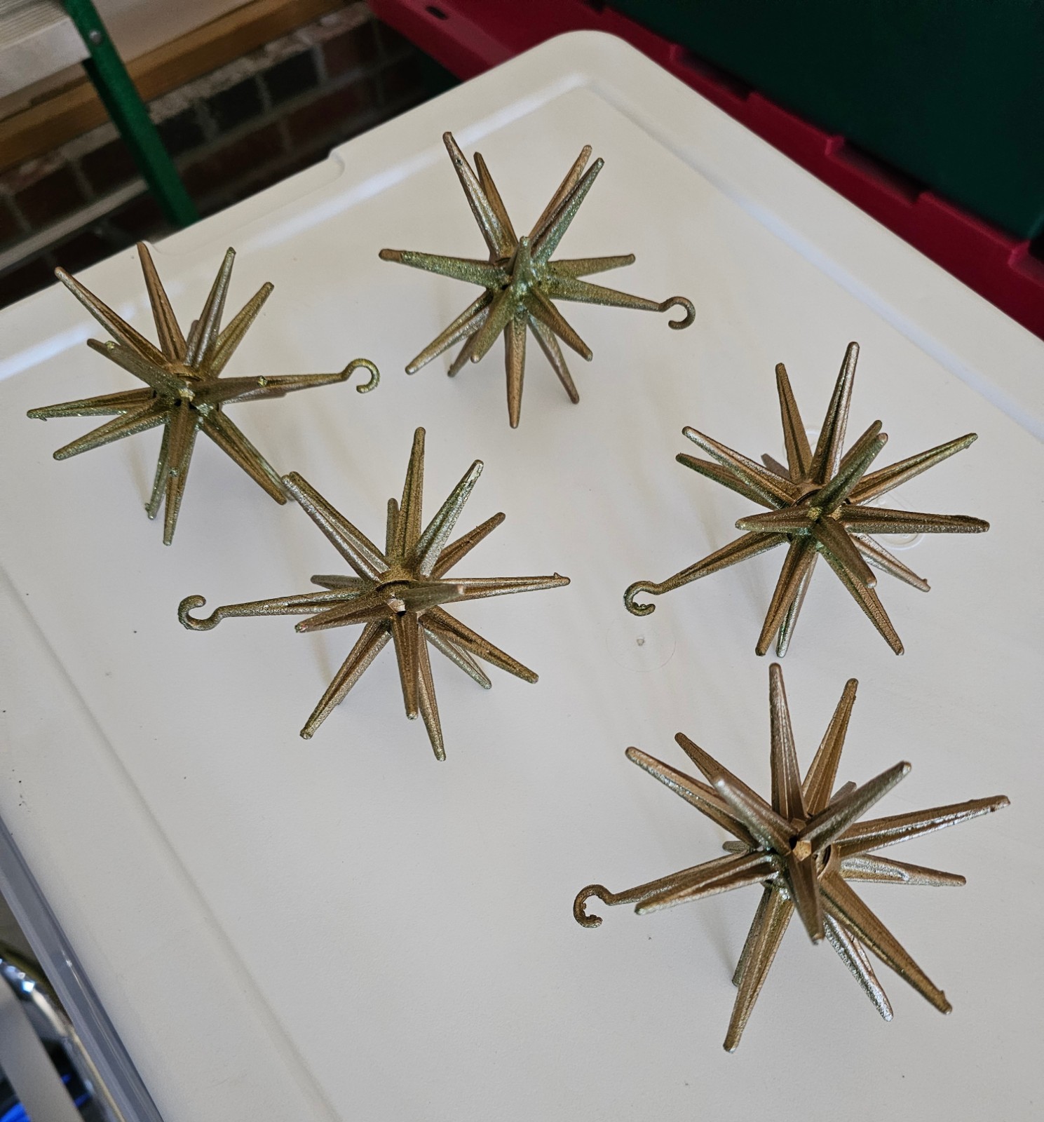 **READ DESC.** 5 Vintage MCM Bradford Atomic Sputnik Star Ornaments - PAINTED