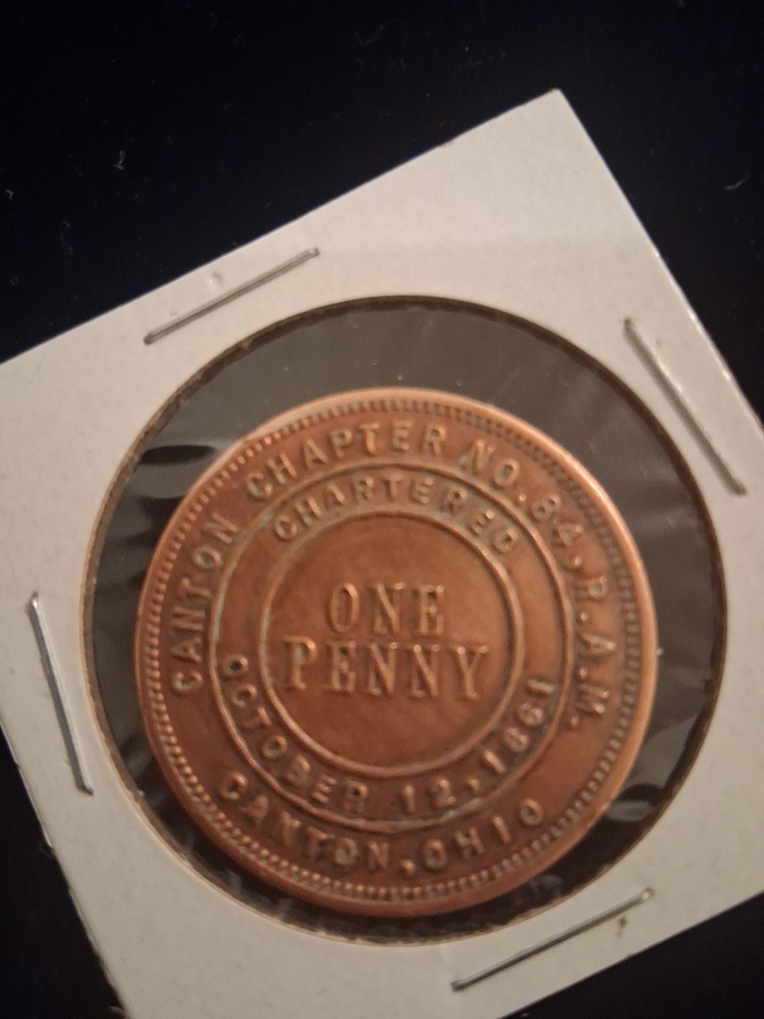 1861 CANTON OHIO CHAPTER 84-RAM MASONIC PENNY