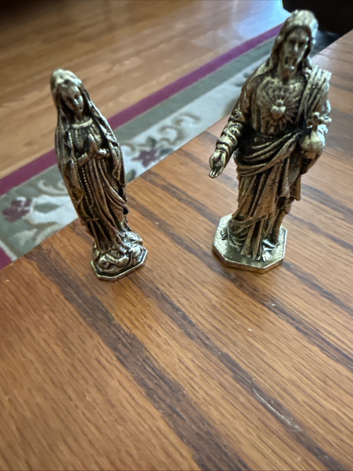 Set Of “2” Brass Figures Of Jesus Christ And The Blessed Mother Set Of “2” Brass Figures Of Jesus Christ And The Blessed Mother