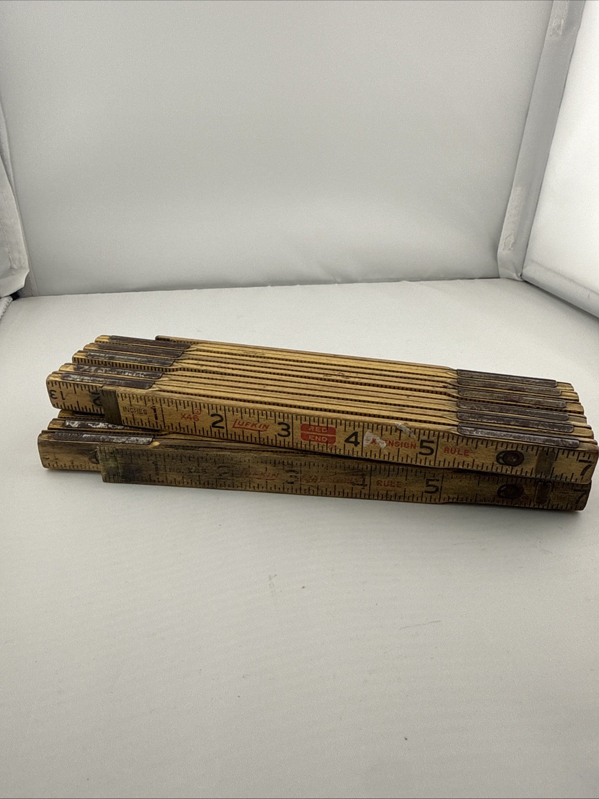 2 Vintage Lufkin Folding Rulers (X46) Red End Extension Rule 72\