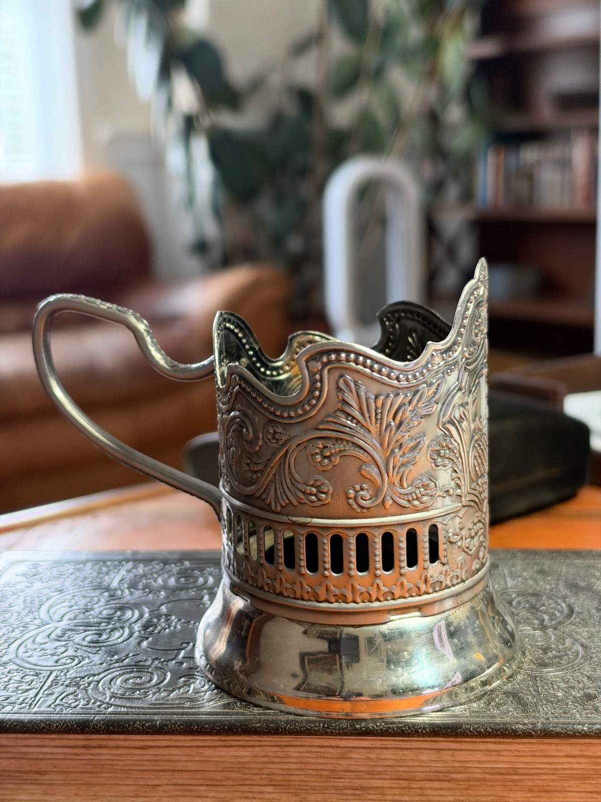 Vintage Russian Soviet USSR silver plated Tea Cup Holder Vintage Russian Soviet USSR silver plated Tea Cup Holder