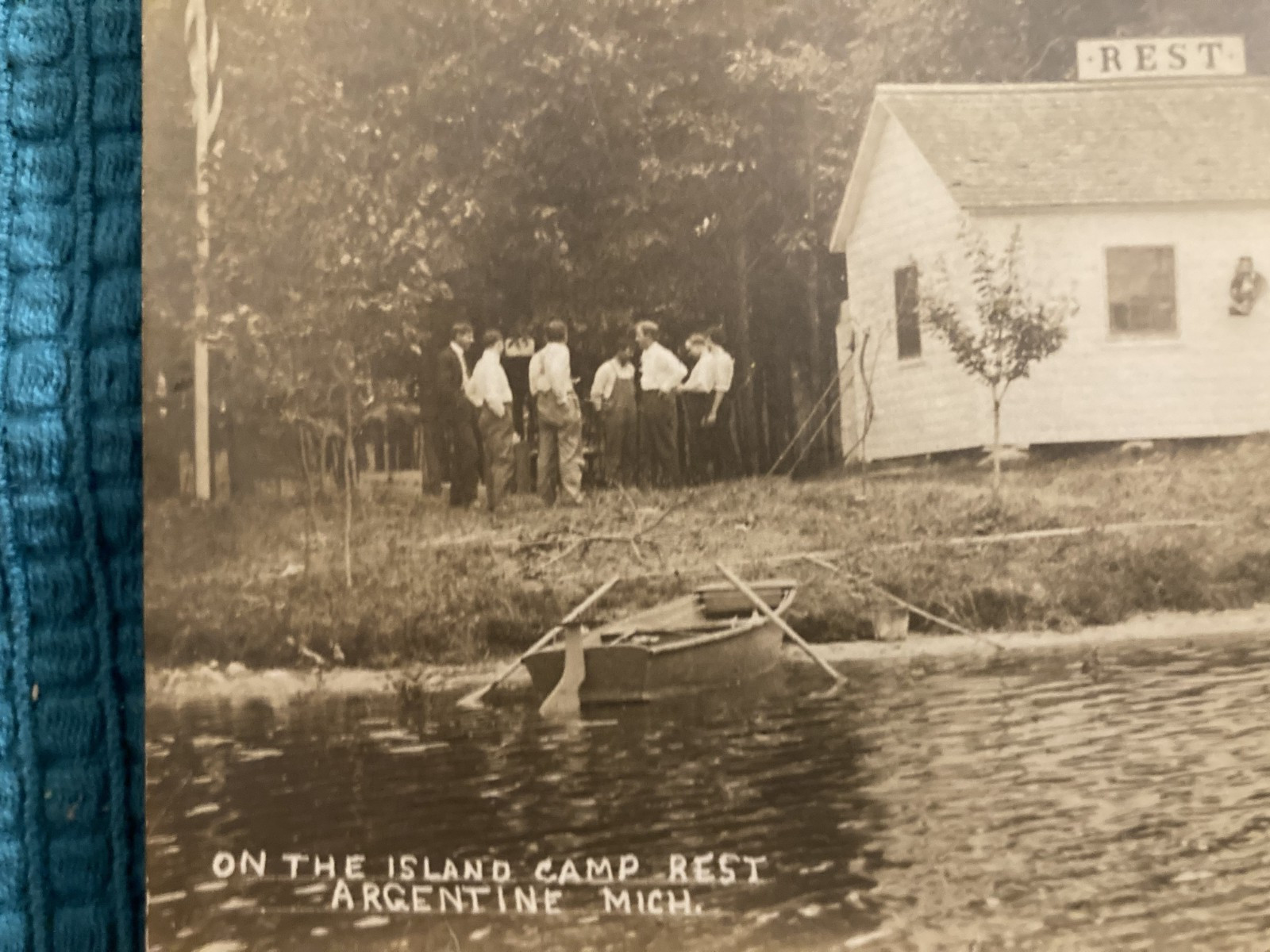 RPPC On the Island Camp Rest Argentine Michigan Posted 1909 to Alliance Ohio RPPC On the Island Camp Rest Argentine Michigan Posted 1909 to Alliance Ohio