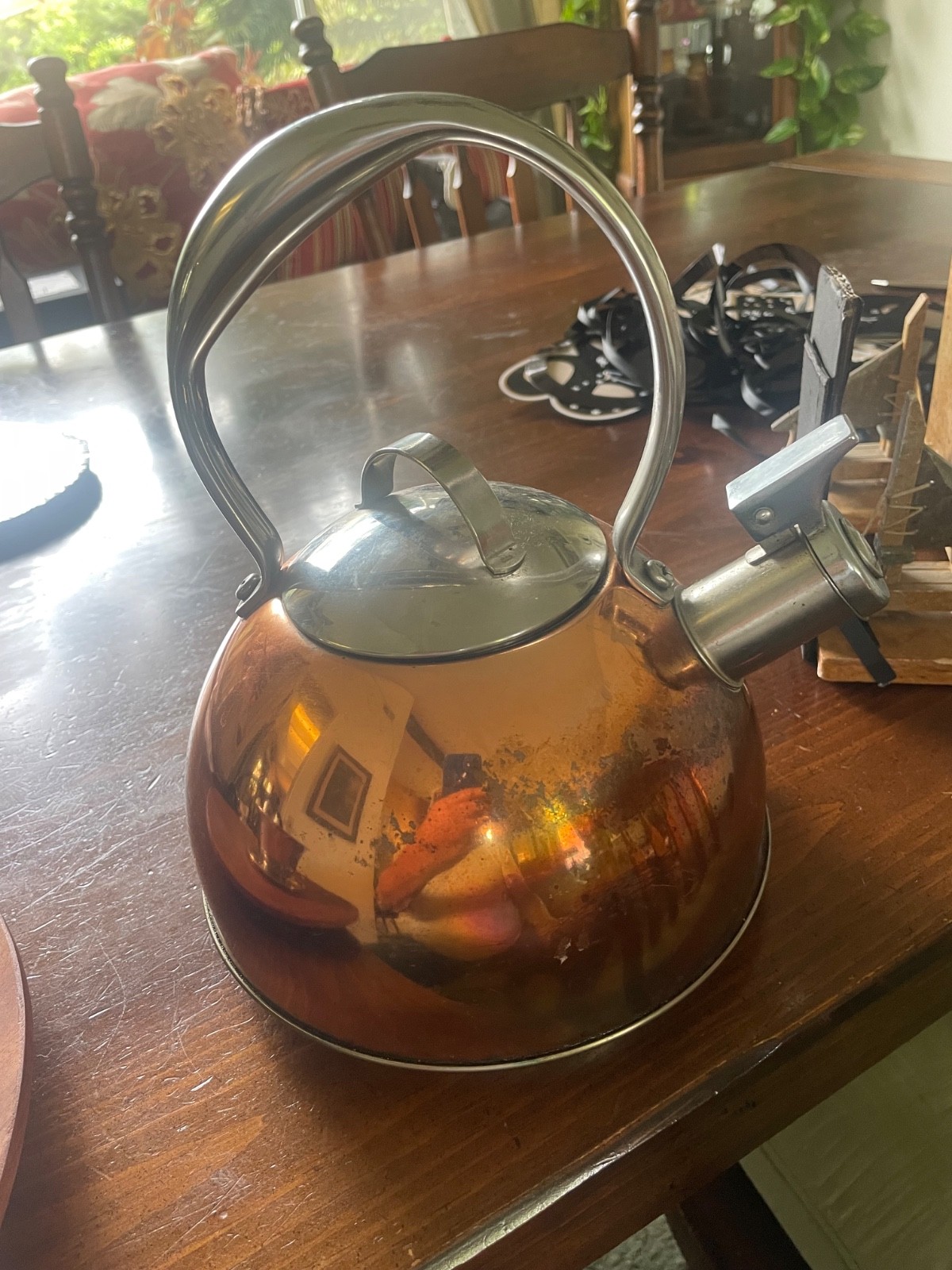 BELGIQUE Copper /SILVER TONE Kettle Teapot 2. QT 10 X 9 INCHES - CLEAN BELGIQUE Copper /SILVER TONE Kettle Teapot 2. QT 10 X 9 INCHES - CLEAN