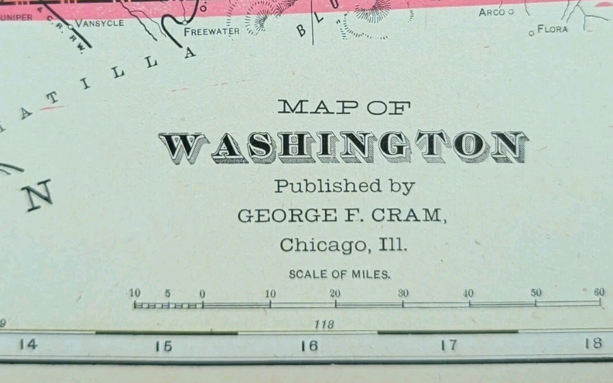 Vintage 1901 WASHINGTON Map 22