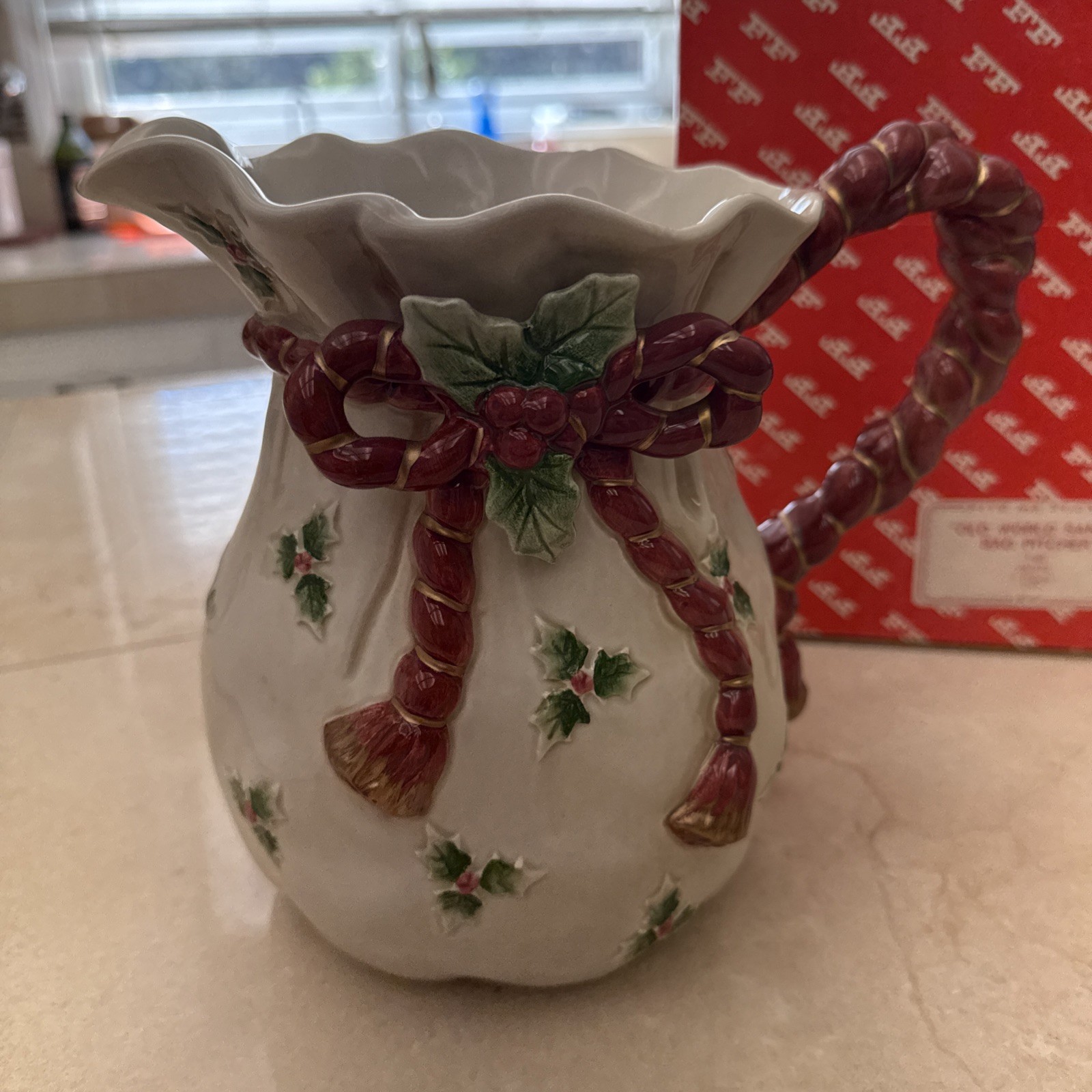 Fitz & Floyd Old World Santa Ceramic Bag Pitcher 8.75” Vintage Christmas MIB Fitz & Floyd Old World Santa Ceramic Bag Pitcher 8.75” Vintage Christmas MIB