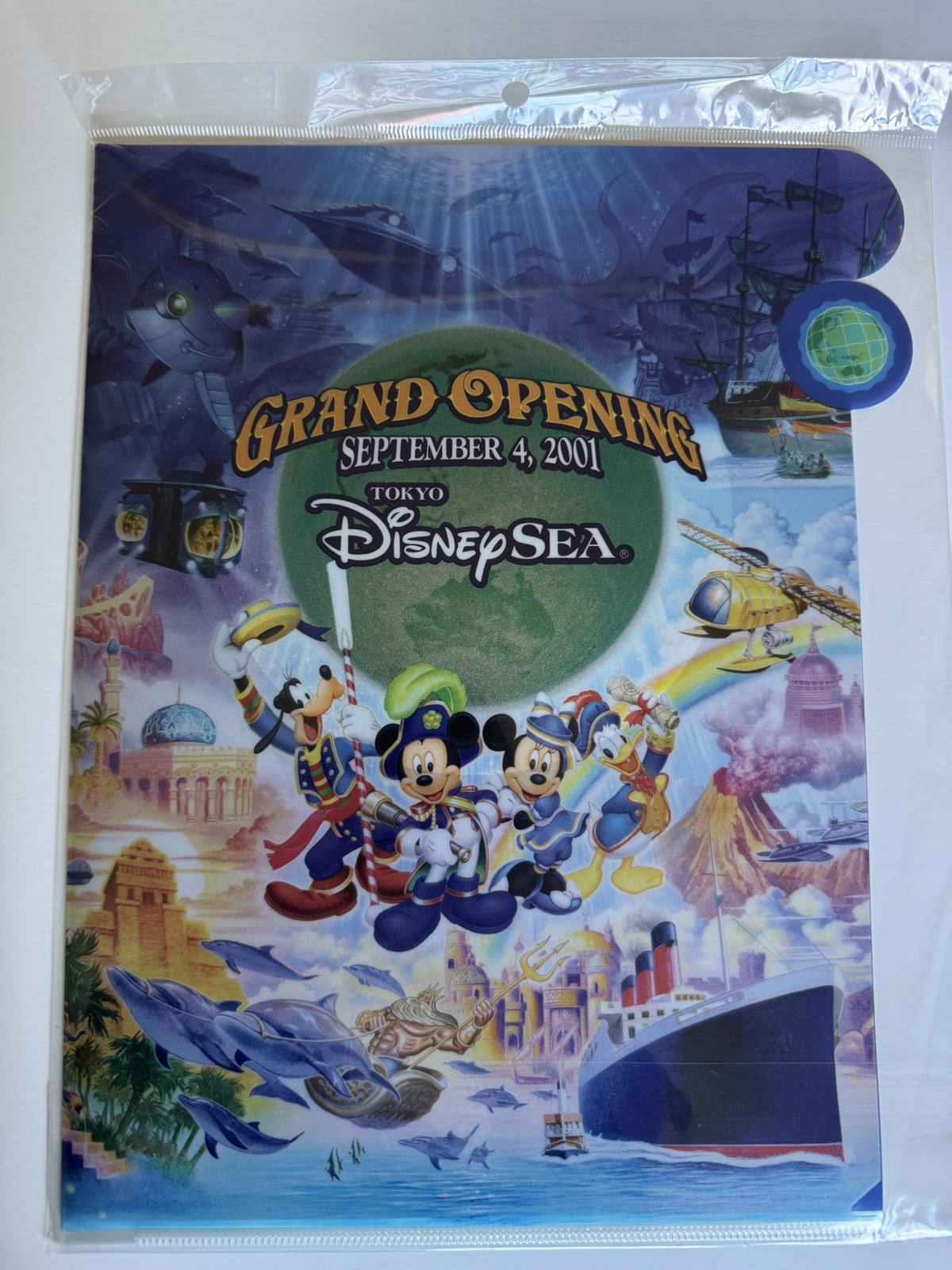 Tokyo DisneySea Grand Opening 2001 Commemorative Clear File Folder Disney Japan Tokyo DisneySea Grand Opening 2001 Commemorative Clear File Folder Disney Japan