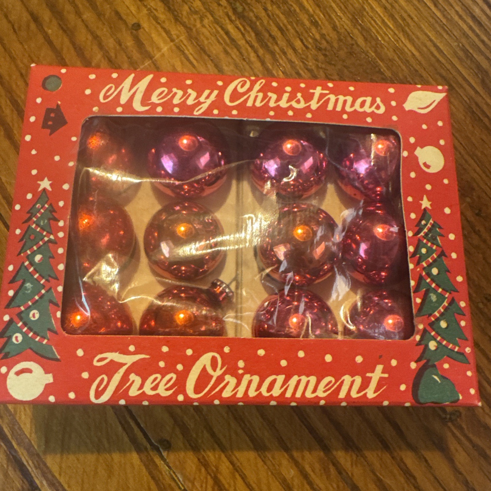 Box Of Mini Vintage Christmas In Original Box. Japan Unbreakable.