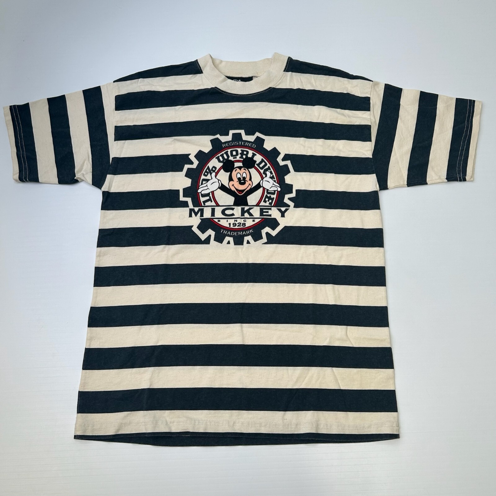 Vintage Mickey Mouse Shirt Medium Striped Worldwide Originals Disney Party Ex