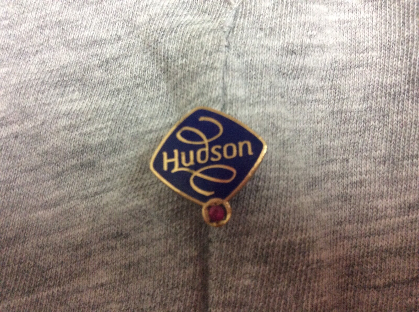 Vintage Hudson Enamel Lapel Pin w/Garnet