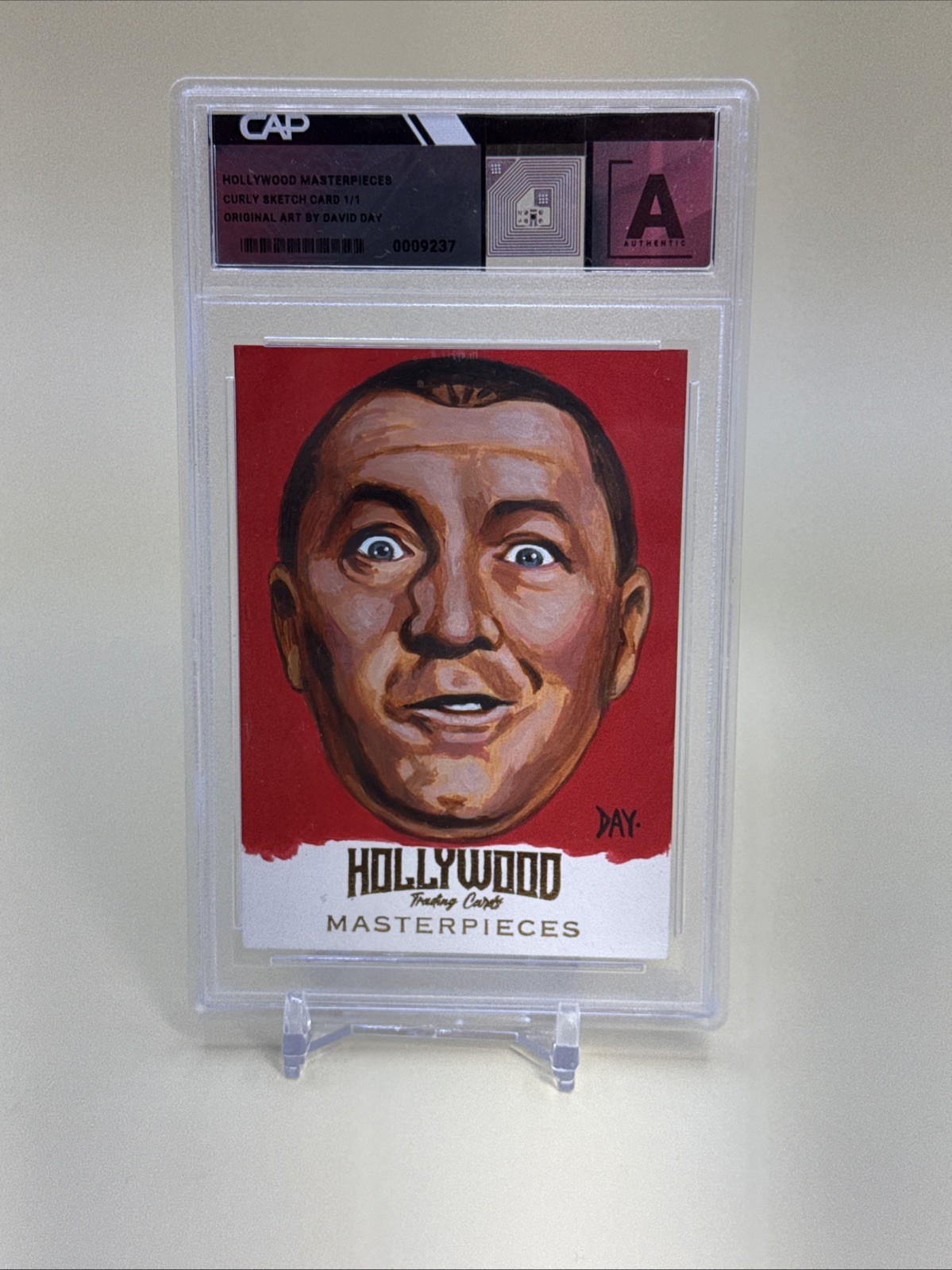 Hollywood Masterpieces 2025 Curly  1/1 Sketch Auto David Day CAP 3Three  Stooges