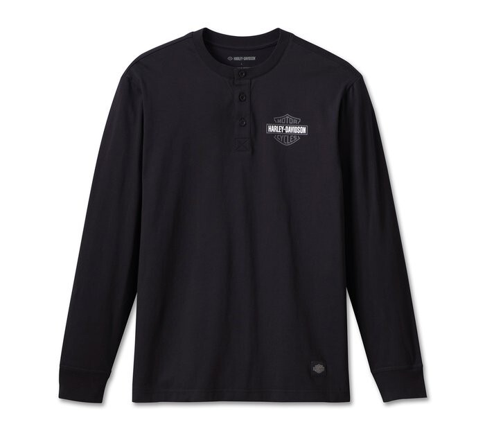 Harley Davidson Men\'s Racing Henley - Black Beauty Large 96599-23VM