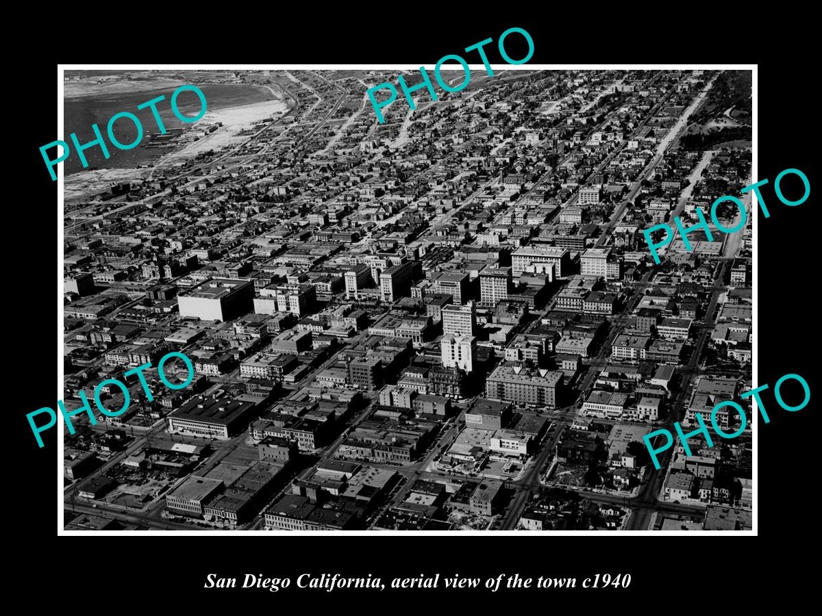 San Diego California Aerial View Of The Town c1940 Old Large Historic Photo