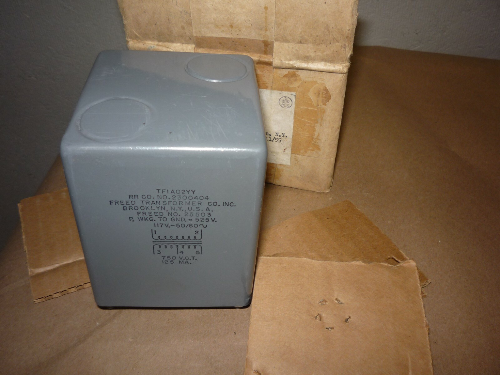 1955 Vintage Power Transformer Freed NOS NO. 25503  117V.  with Box