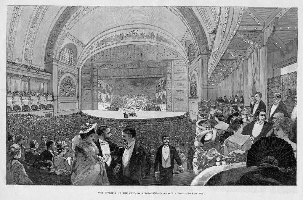 Chicago Auditorium Interior, 1889 Antique Architecture