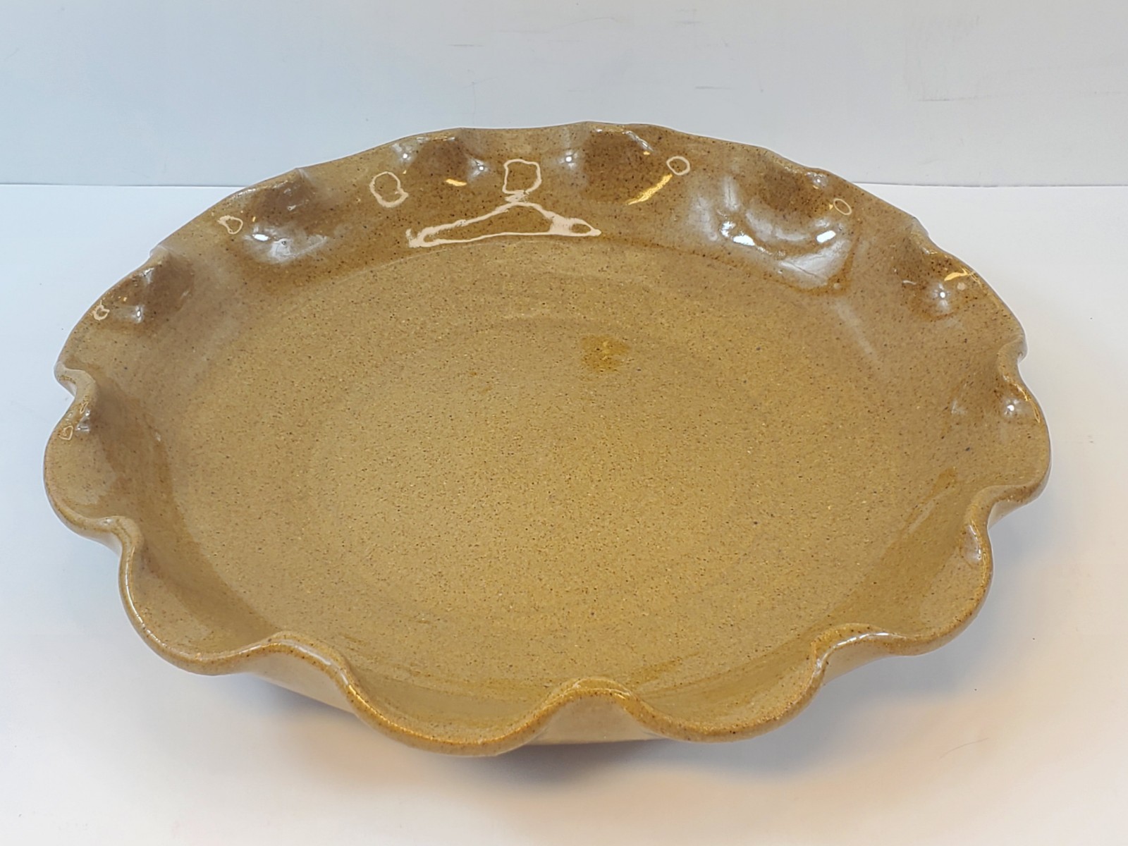 Bybee Pottery Brown Glazed Ruffled Pie Dish Kentucky Stoneware Scalloped Baker 