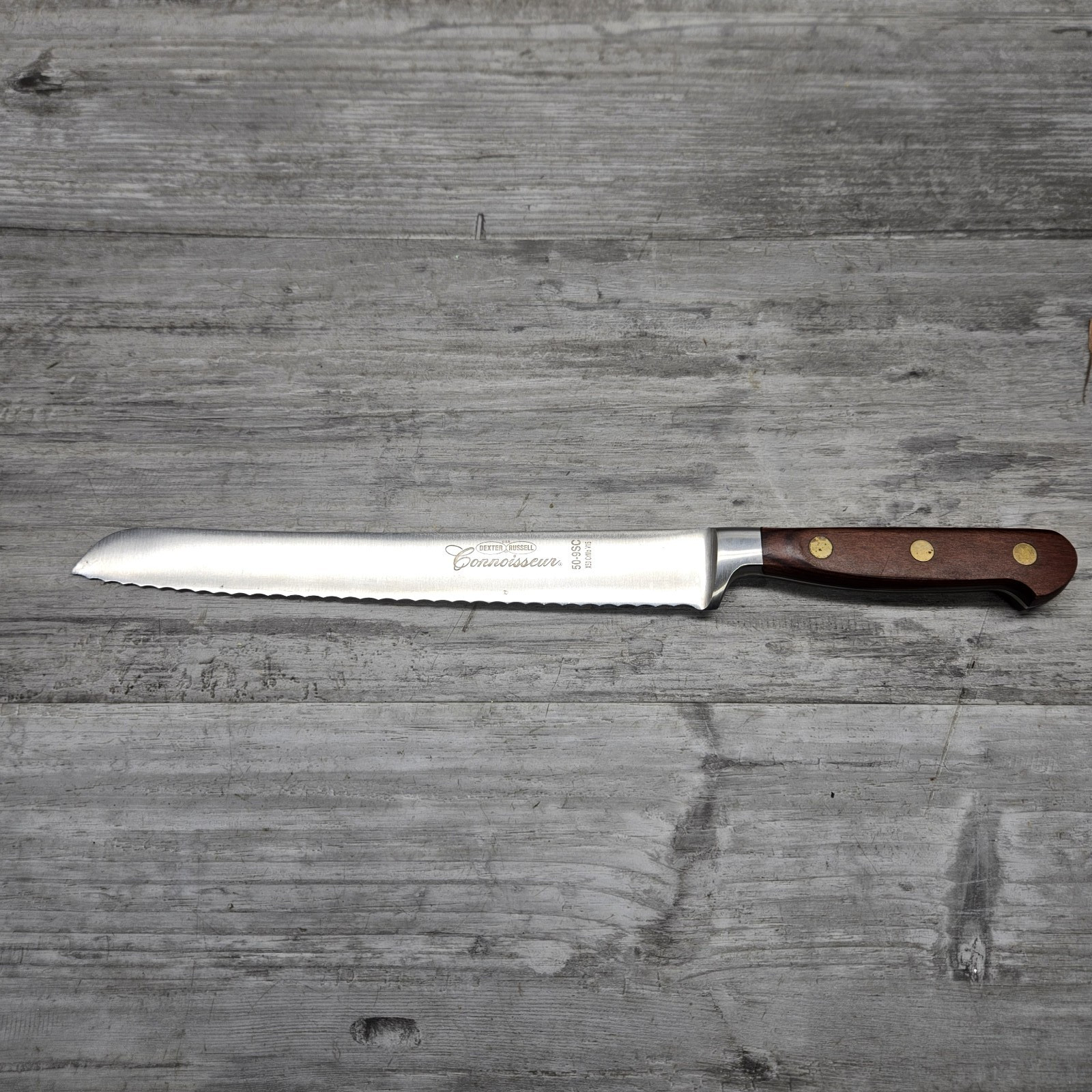 Vintage Dexter Carbon Steel Bread Knife 50-9SC Scalloped Edge Wood Handle USA Vintage Dexter Carbon Steel Bread Knife 50-9SC Scalloped Edge Wood Handle USA