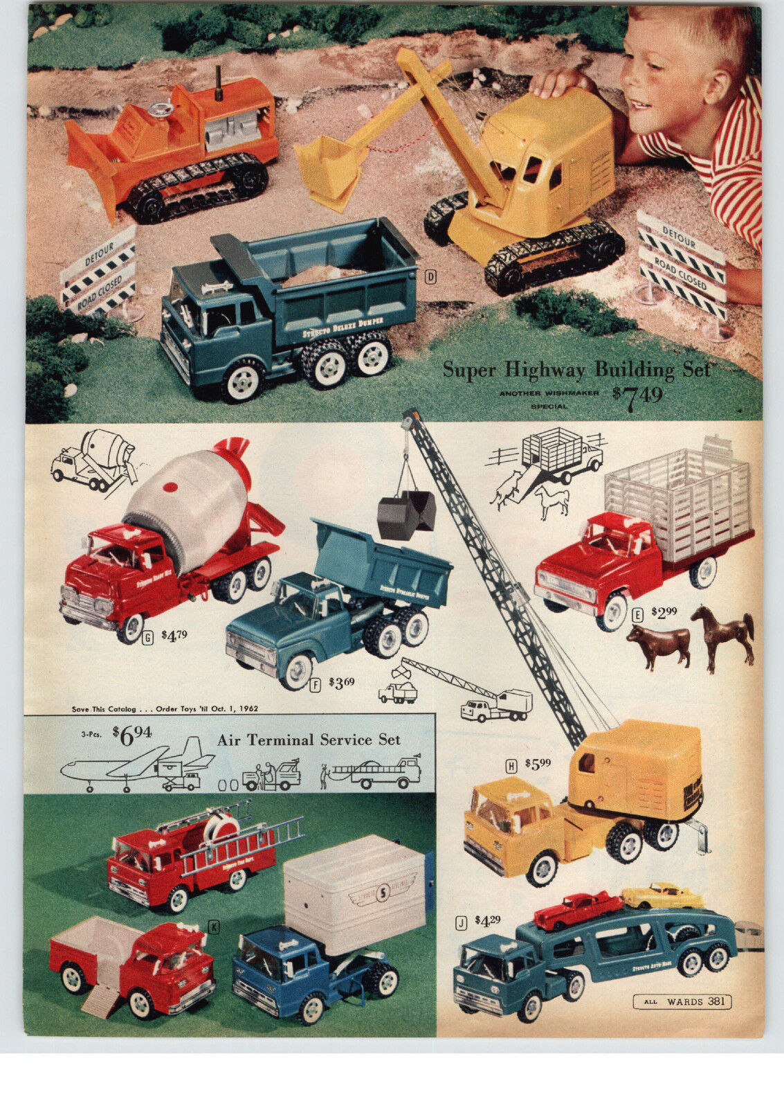 1961 PAPER AD 3 PG Structo Toy Car Carrier Dispatch Truck Timber Toter Ford