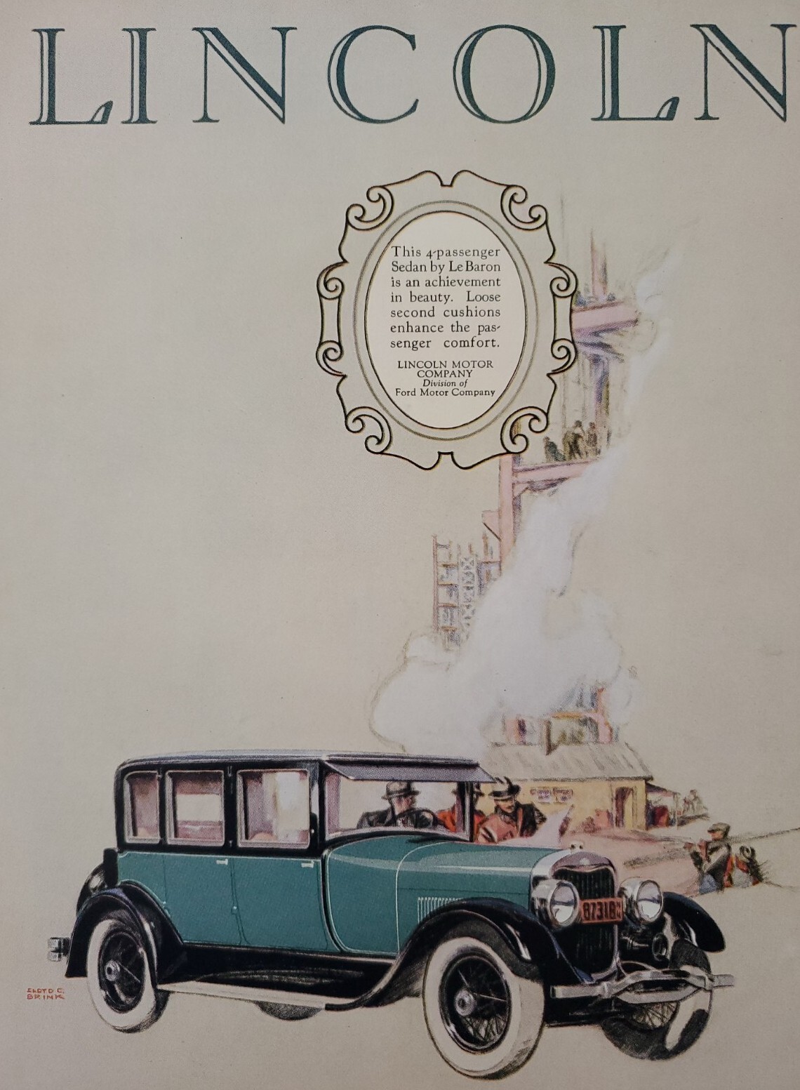 Vintage 1926 Magazine Print Ad - 1926 LINCOLN SEDAN by LeBARON - Full Page Ad Vintage 1926 Magazine Print Ad - 1926 LINCOLN SEDAN by LeBARON - Full Page Ad
