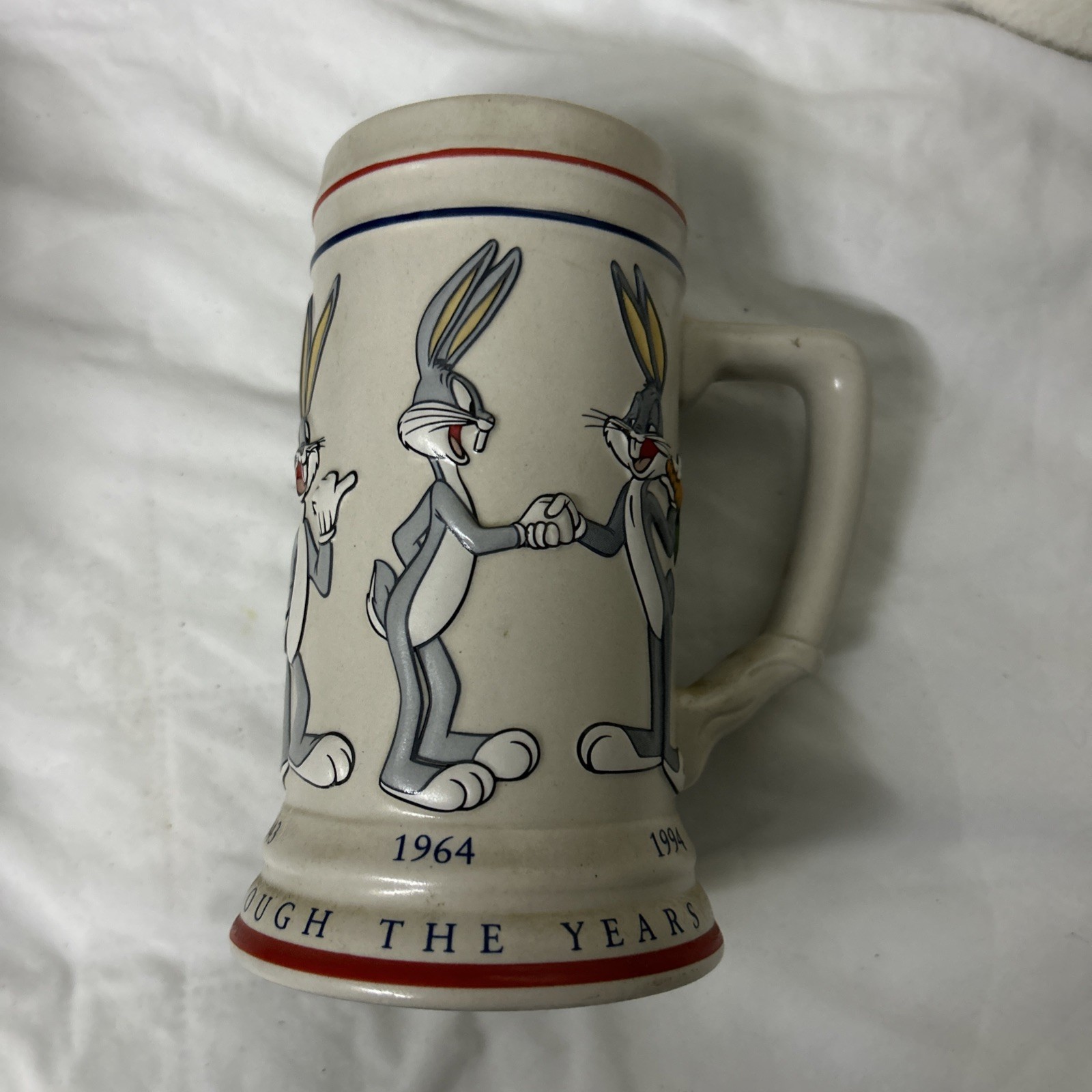 Vintage 1994 Bugs Bunny Through The Years Beer Stein Mug Ceramarte Warner Bros
