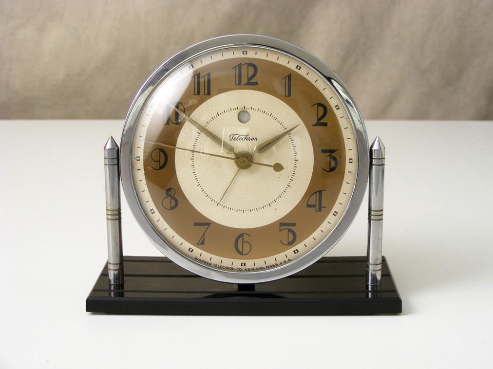Vintage 1934 TELECHRON 7F55 Alarm Clock ~Chrome & Black Art Deco ~ Fully Working Vintage 1934 TELECHRON 7F55 Alarm Clock ~Chrome & Black Art Deco ~ Fully Working