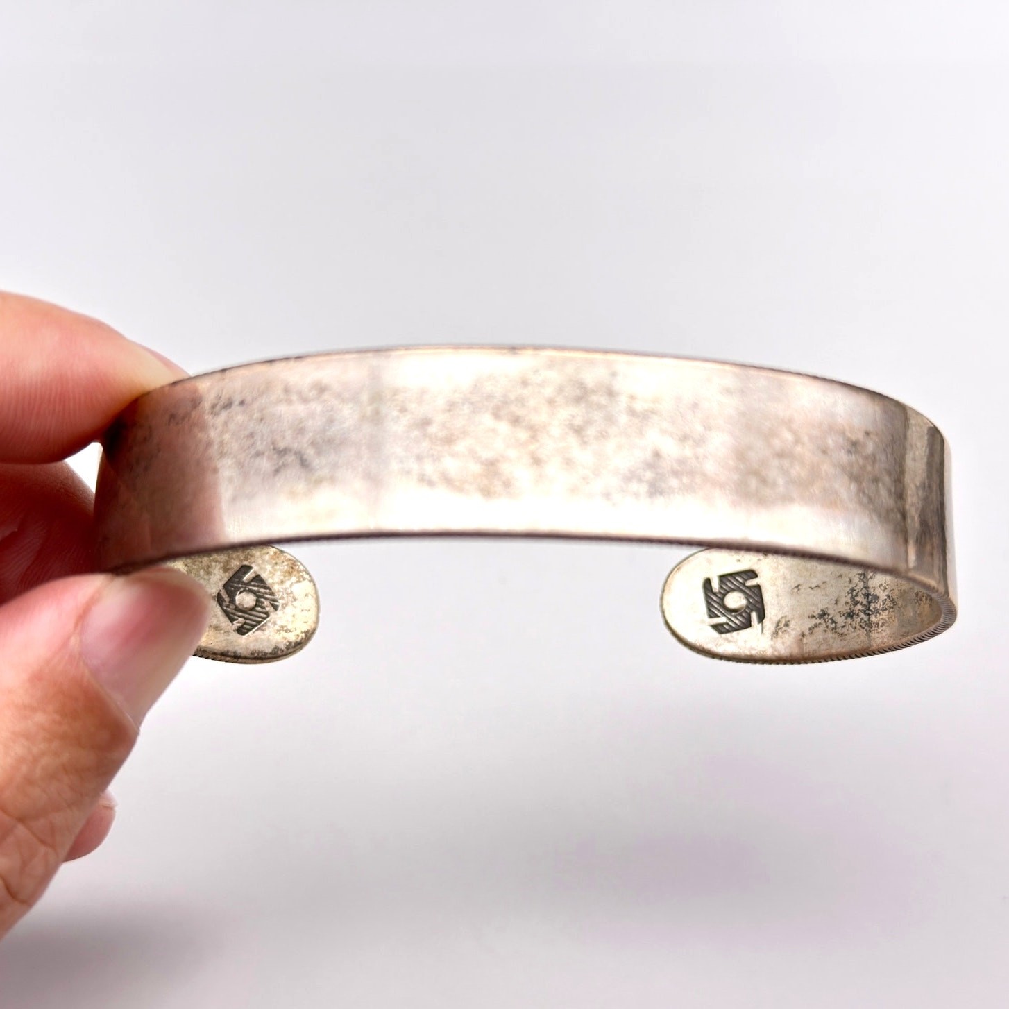 Vintage Anglo Tom DeWitt Whirling Log Turquoise Silver Bracelet Cuff 8.375