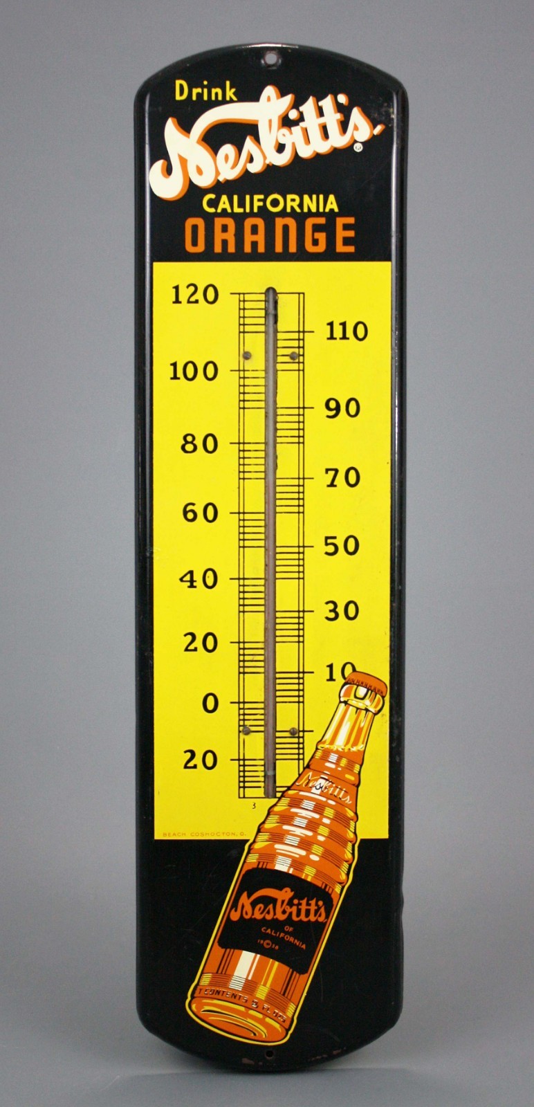 Vintage Nesbitt\'s California Orange Advertising Thermometer, Works, 1930s, Beach Vintage Nesbitt\'s California Orange Advertising Thermometer, Works, 1930s, Beach