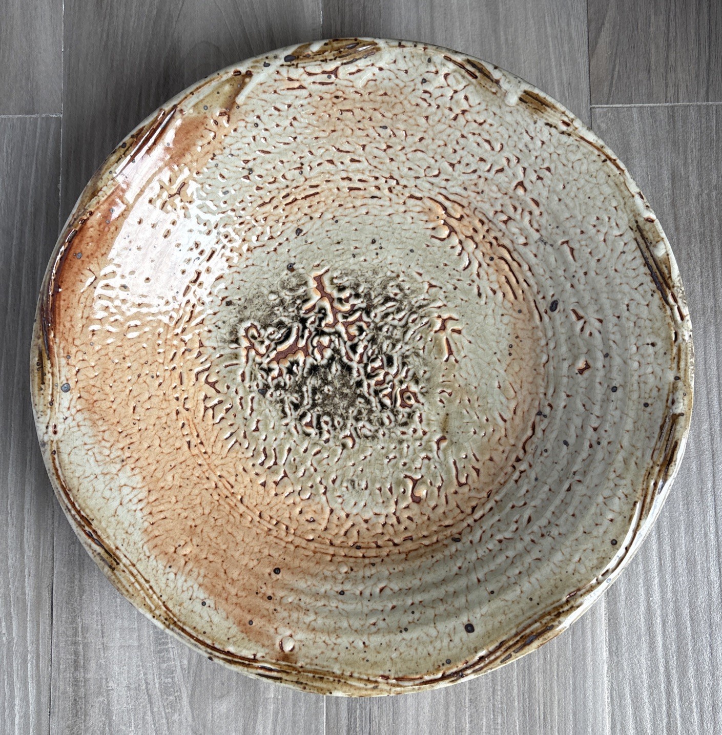 David Cuzick Stoneware Studio Pottery 12 1/4” Shallow Bowl - Artist Signed 2002