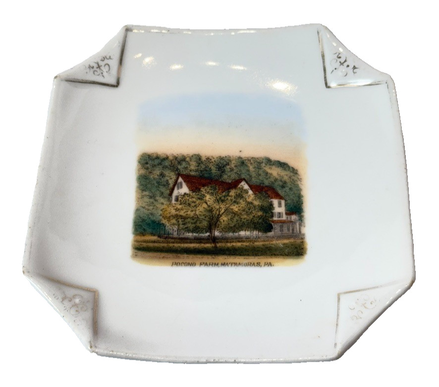 POCONO FARM - MATAMORAS PA Pennsylvania Souvenir ANTIQUE CHINA TRINKET DISH