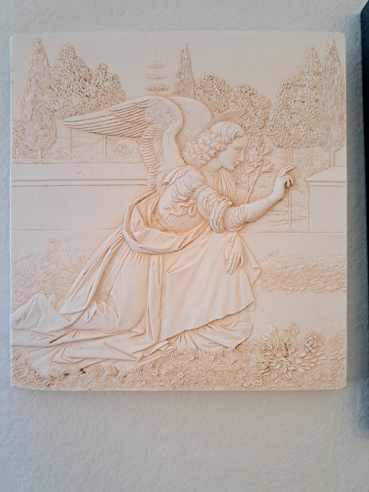 Vtg Plaster Wall Sculpture Annuciation Angel And Virgin Mary Da Vinci Xmas Gift Vtg Plaster Wall Sculpture Annuciation Angel And Virgin Mary Da Vinci Xmas Gift