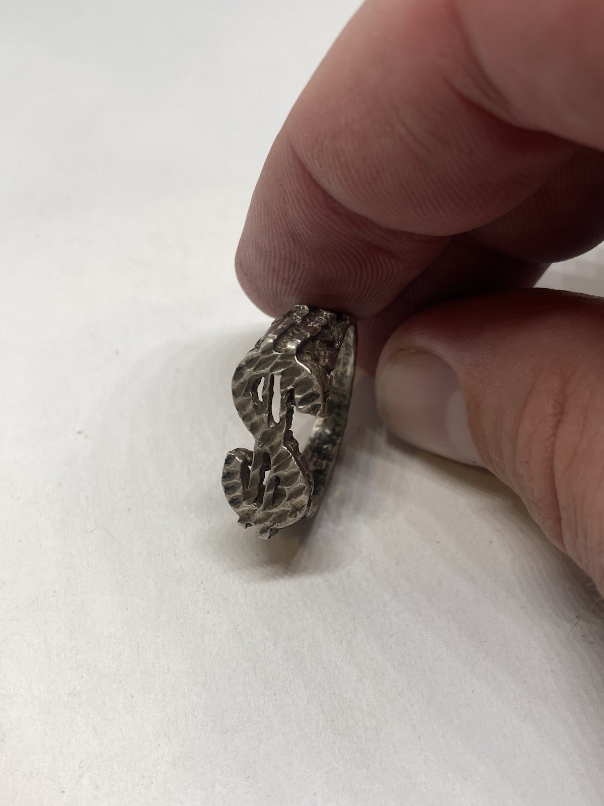 SIZE 11 7g NUGGET STUDIO MADE HANDMADE DOLLAR SIGN MENS STERLING SILVER RING