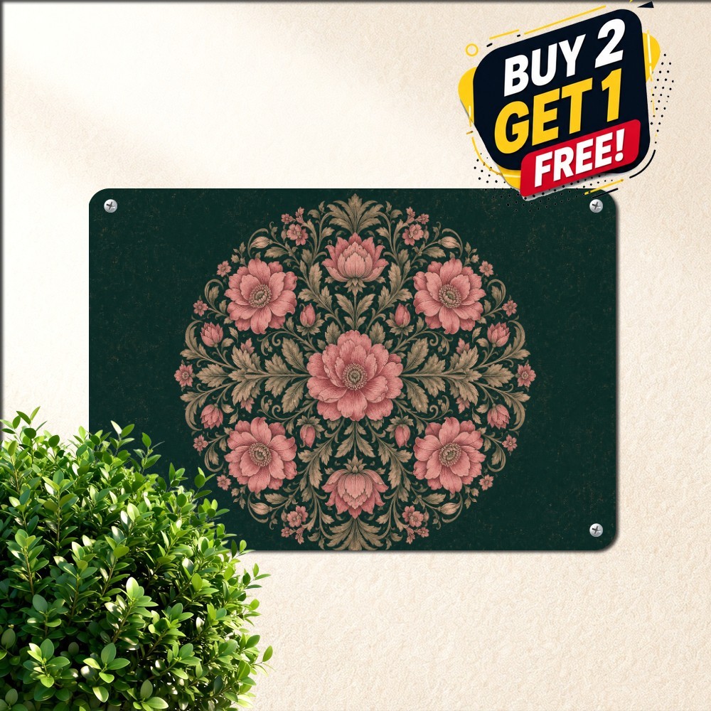 Classic Floral Medallion Ornate Victorian Pattern Decor Vintage Metal Sign