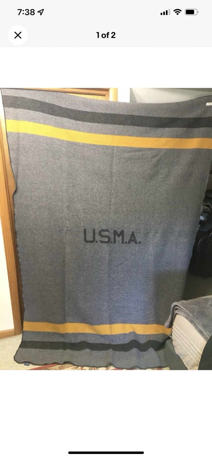 USMA West Point Cadet Army Military Grey Girl Wool Blanket USMA West Point Cadet Army Military Grey Girl Wool Blanket