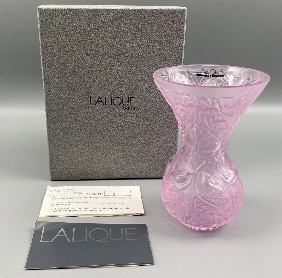 💕Lalique Vase Arabesque Rose Pink France Florero Perfect Condition 💕Lalique Vase Arabesque Rose Pink France Florero Perfect Condition