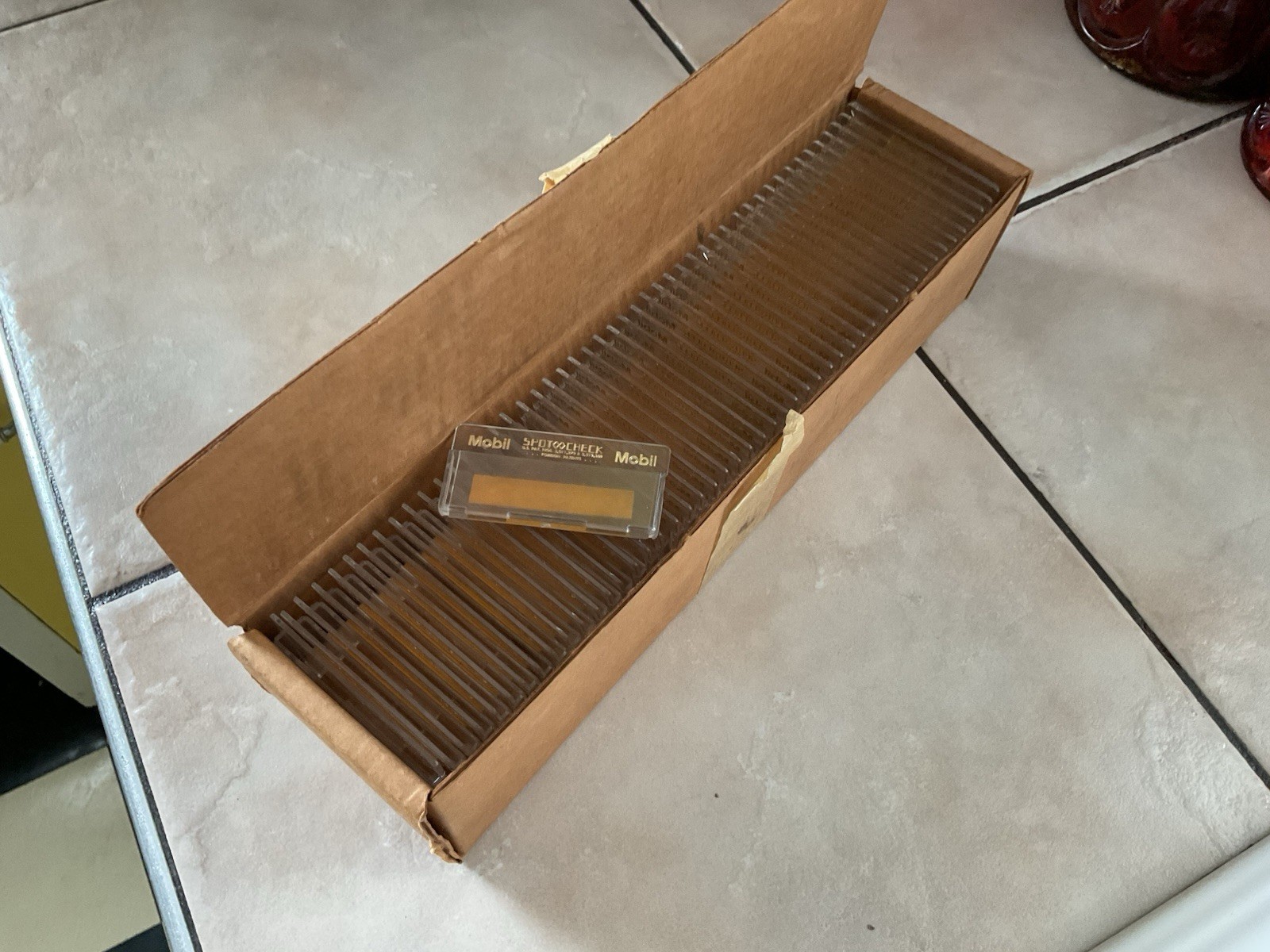 VINTAGE NOS  MOBIL SPOT CHECK OIL CHANGE CARD HOLDERS, GARAGE,SERVICE STATION
