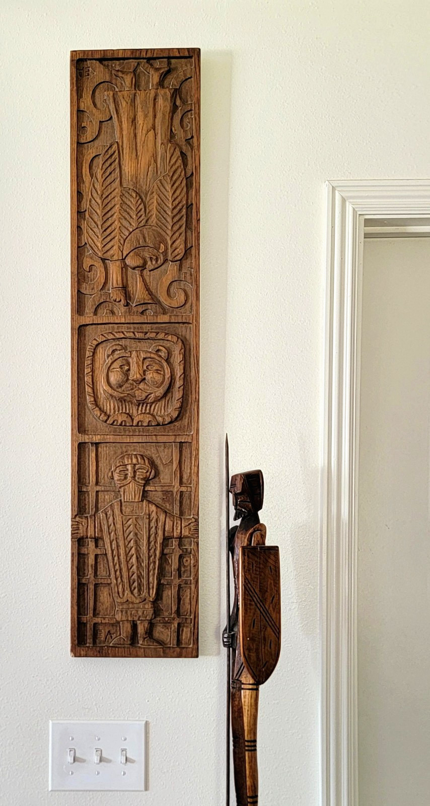 Evelyn Ackerman ERA Industries Carved Wood Wall Plaque MCM Signed EA Vintage