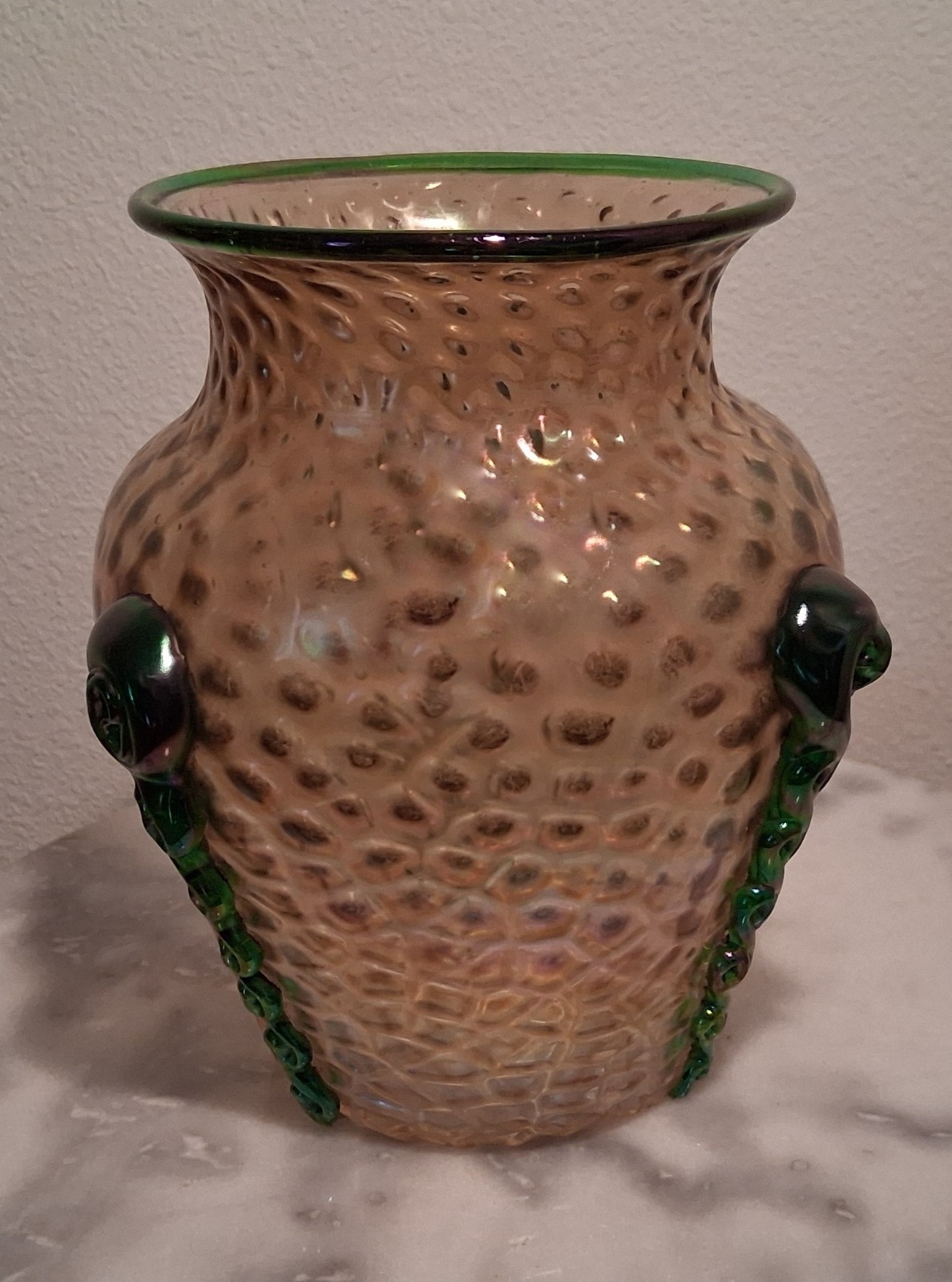 Antique Bohemian Kralik Rigaree Iridescent Art Glass Vase Antique Bohemian Kralik Rigaree Iridescent Art Glass Vase
