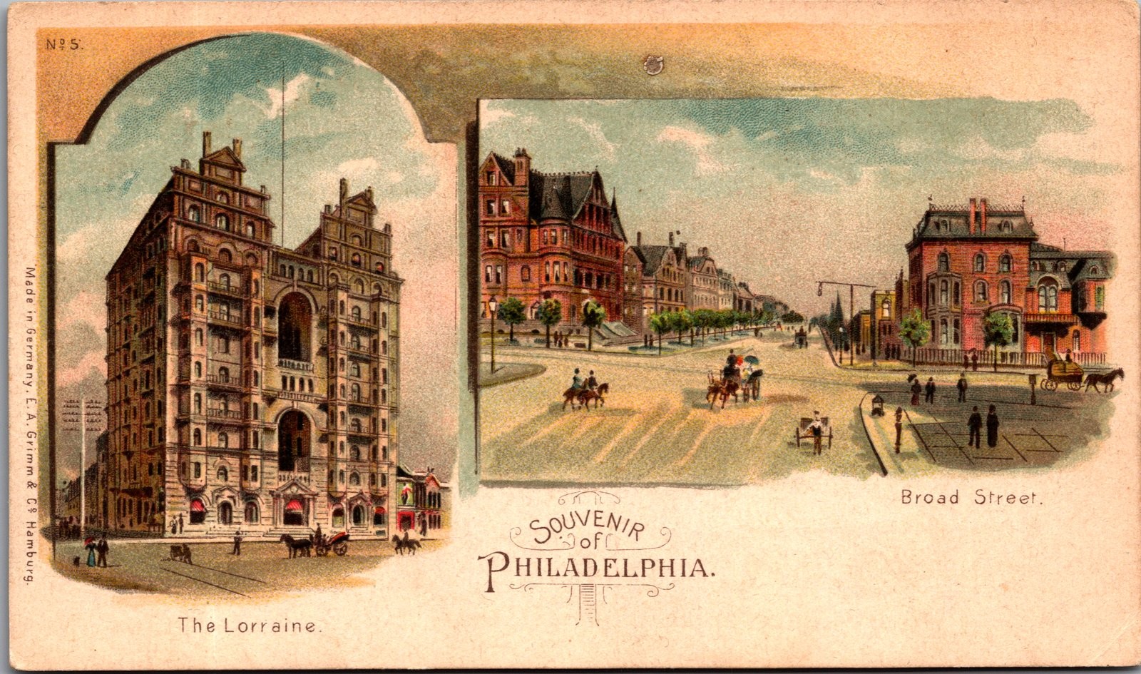 1898-1907 Souvenir of Philadelphia The Lorraine Broad Street Postcard 1898-1907 Souvenir of Philadelphia The Lorraine Broad Street Postcard