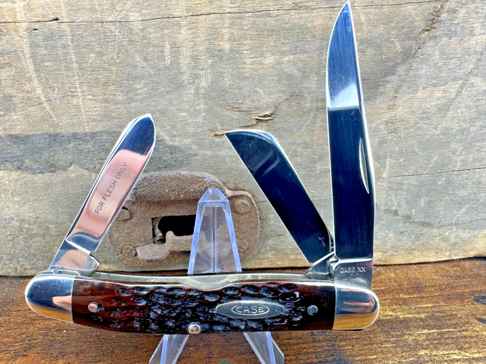 Case XX USA knife 1977 3 Dot 63047 Stockman For Flesh Only Etch