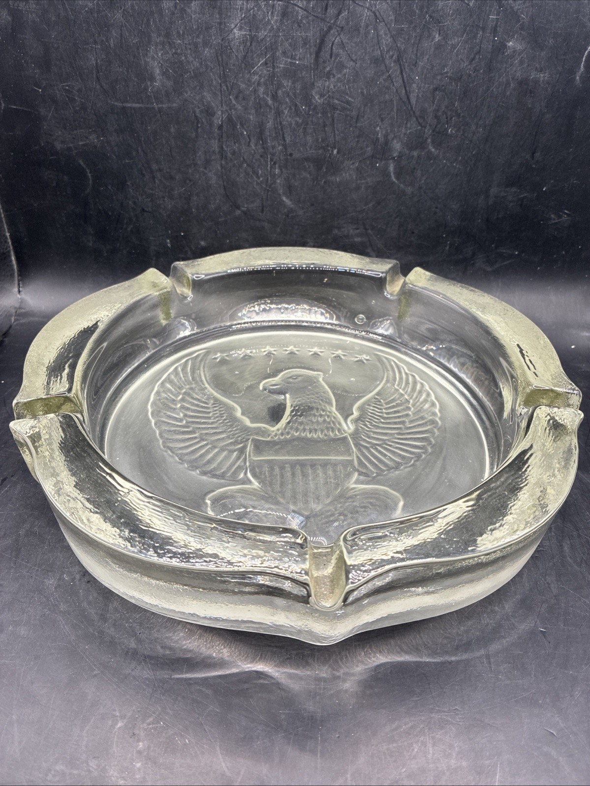 Vintage Clear Glass Eagle Ashtray 10” Patriotic Federal Style – Never Used Vintage Clear Glass Eagle Ashtray 10” Patriotic Federal Style – Never Used