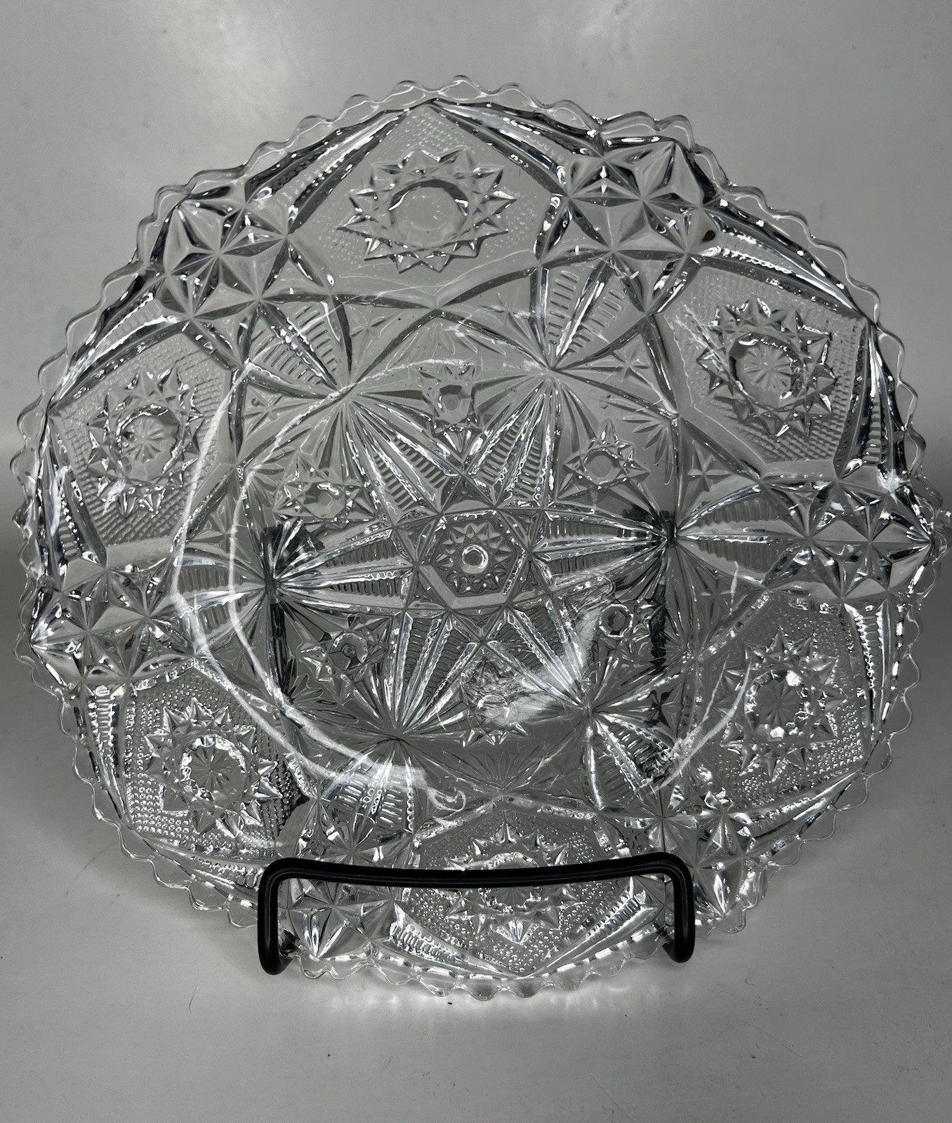AMAZING Antique Bergen Crystal Hand Cut Bowl American Brilliant Period