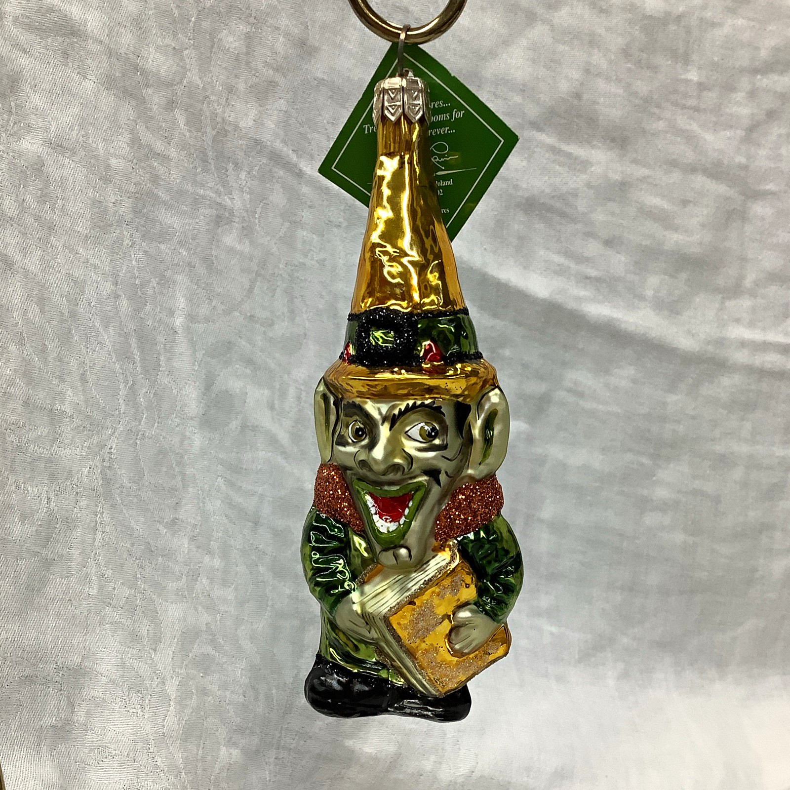Vintage Slavic Treasures “Wacky Warlock” Glass Halloween Ornament 02-838. 4.5” T