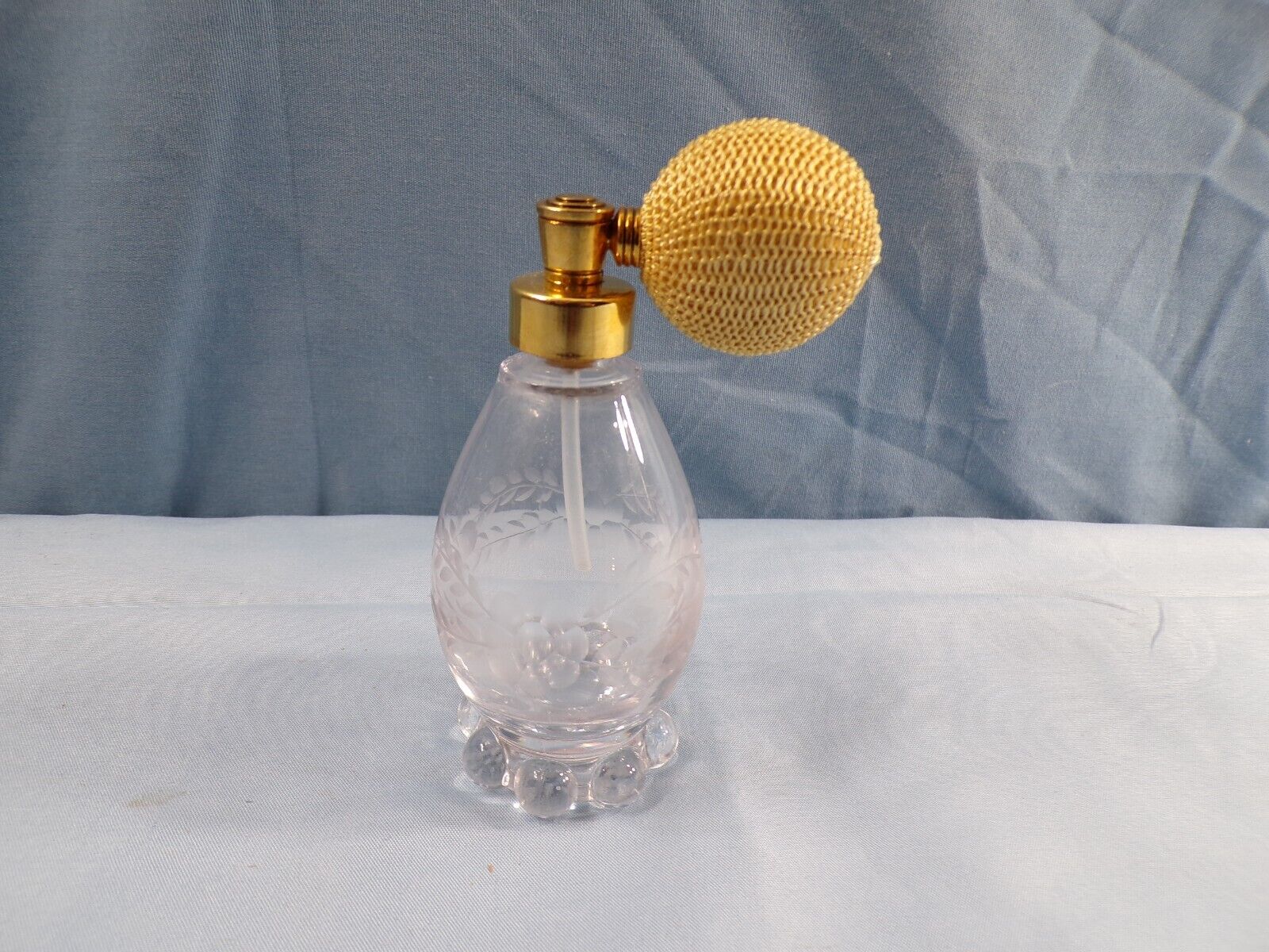 Vintage Imperial Candlewick Clear Glass Etched Atomizer Perfume Bottle INV3