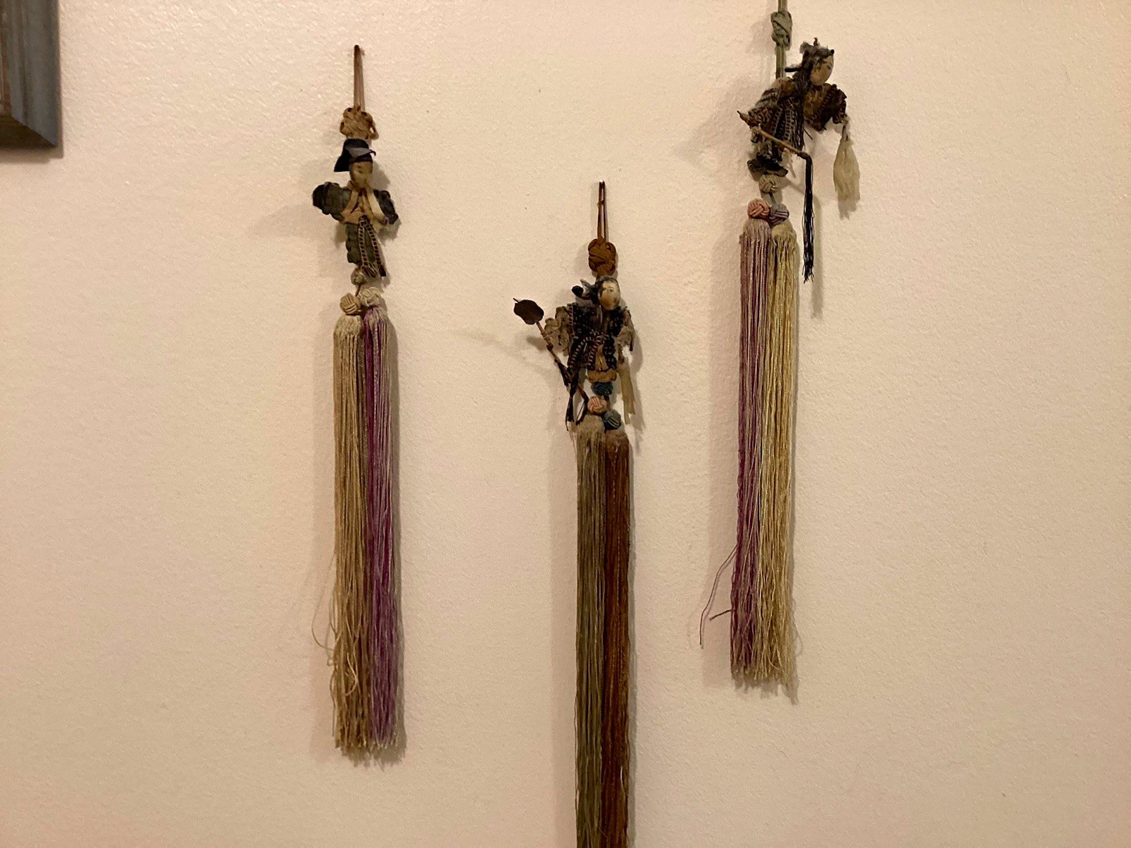 Vintage Japanese-Style Figural Silk Tassels, Set of 3 — Warrior Figures Vintage Japanese-Style Figural Silk Tassels, Set of 3 — Warrior Figures
