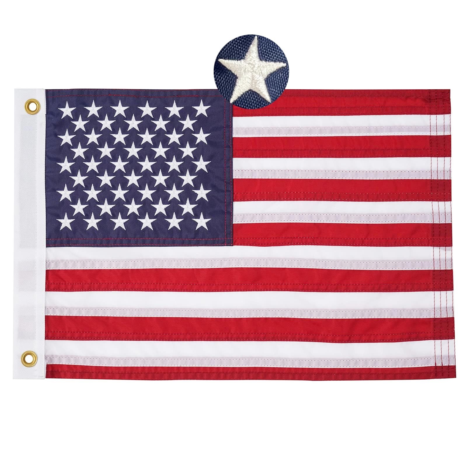 ROTERDON American Flag 12x18 Inch Outdoor, American Flags for Boat, Embroider... ROTERDON American Flag 12x18 Inch Outdoor, American Flags for Boat, Embroider...