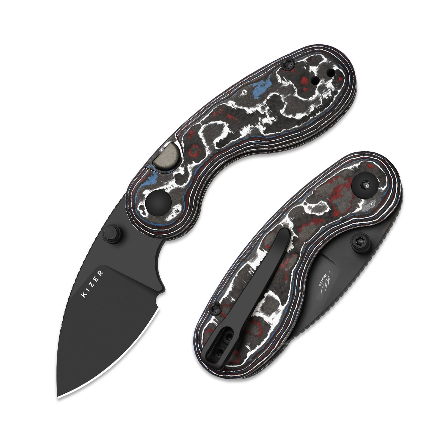 Kizer Microbe EDC Mini Folding Pocket Knife M390 Blade Fat Carbon Handle