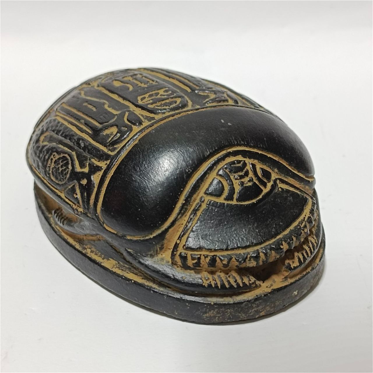 Vintage Egyptian Scarab Beetle Statue, Ancient Style Handmade Pharaoh Decor .